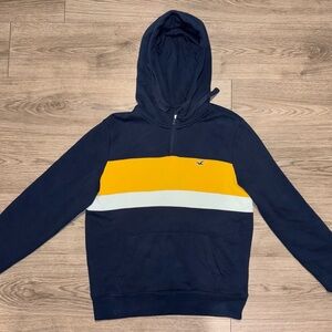 Hollister Navy Hoodie with Yellow Accent